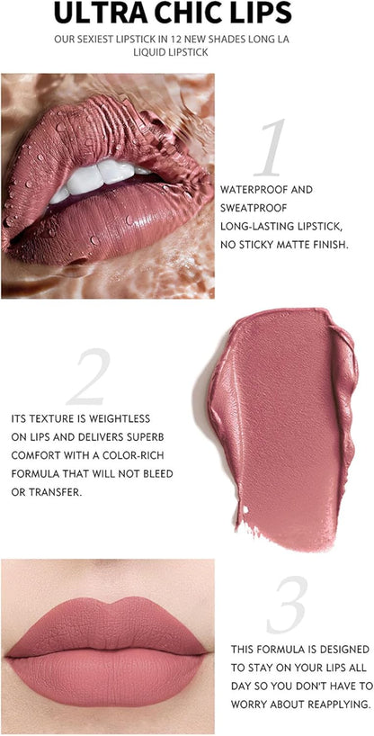 HANDAIYAN Lipstick Set Matte Liquid 12 Colors