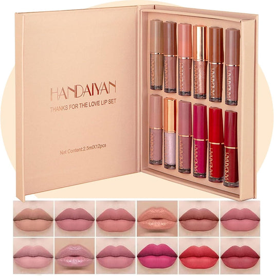 HANDAIYAN Lipstick Set Matte Liquid 12 Colors