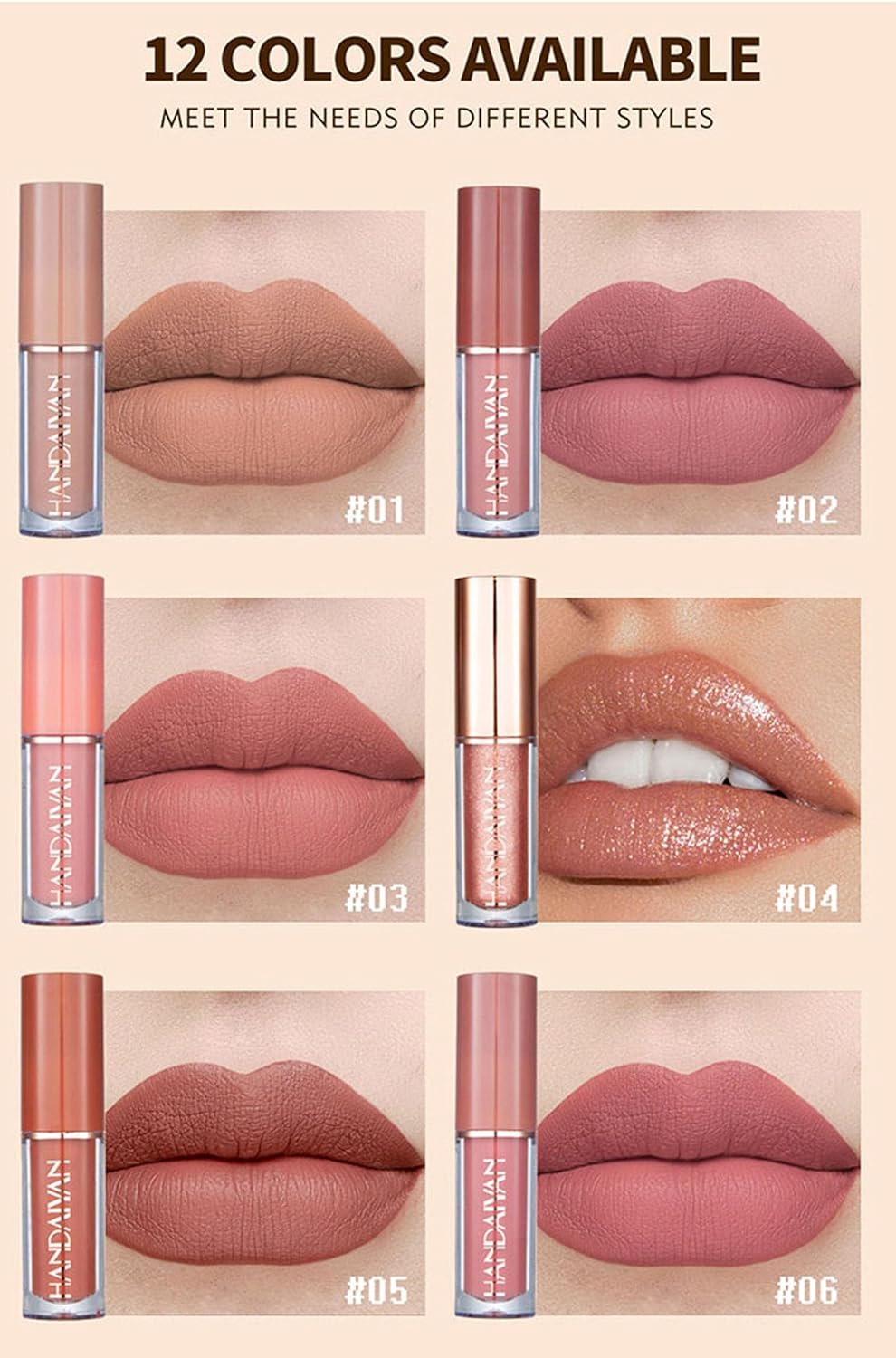 HANDAIYAN Lipstick Set Matte Liquid 12 Colors