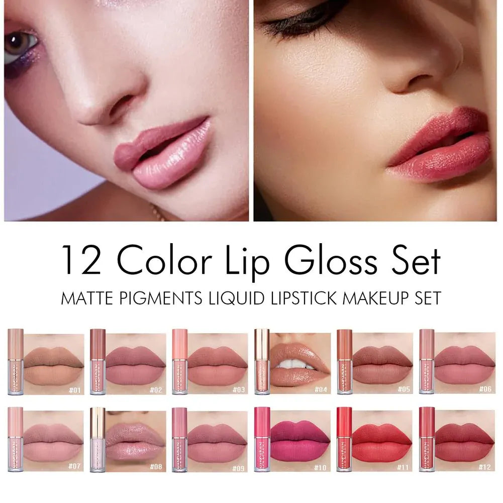 HANDAIYAN Lipstick Set Matte Liquid 12 Colors