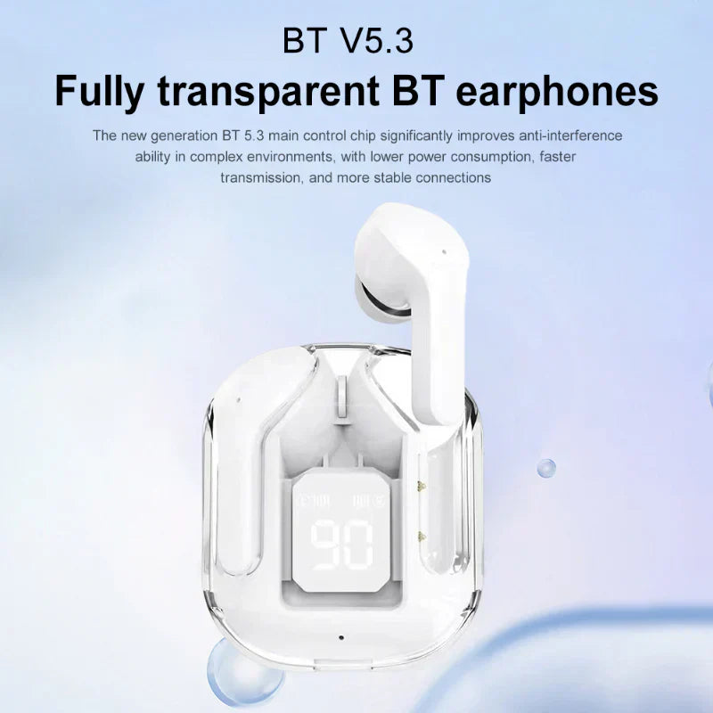 Air 31 Bluetooth Compatible 5.3 LED Power Digital Display Stereo Sound Transparent Wireless Earbuds