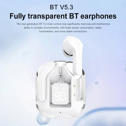Air 31 Bluetooth Compatible 5.3 LED Power Digital Display Stereo Sound Transparent Wireless Earbuds