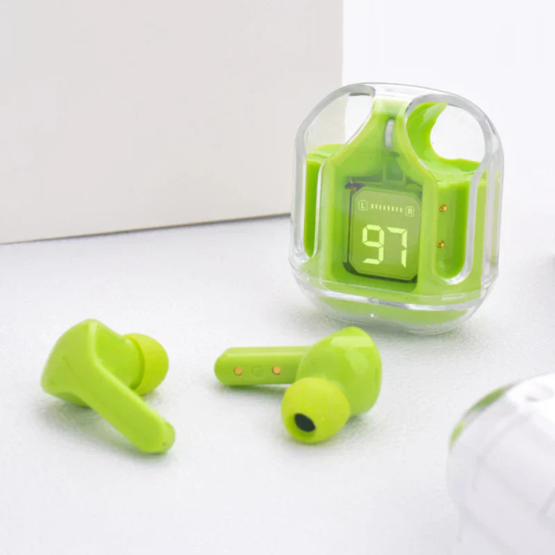 Air 31 Bluetooth Compatible 5.3 LED Power Digital Display Stereo Sound Transparent Wireless Earbuds