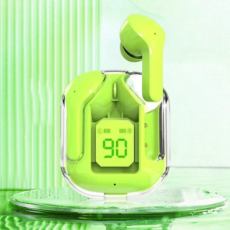 Air 31 Bluetooth Compatible 5.3 LED Power Digital Display Stereo Sound Transparent Wireless Earbuds