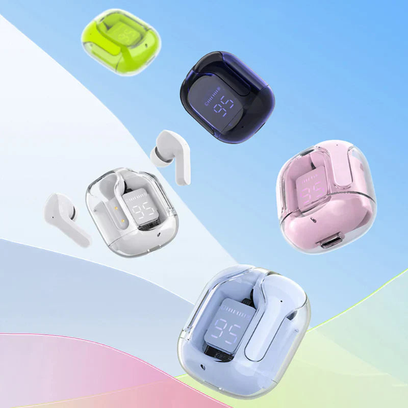 Air 31 Bluetooth Compatible 5.3 LED Power Digital Display Stereo Sound Transparent Wireless Earbuds